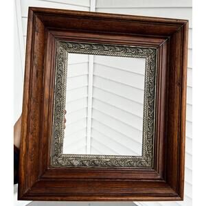 Antique Victorian Walnut Wood Art Picture Frame 8x10 Aesthetic Silver Primitive